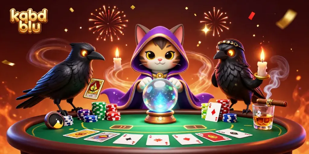 Experience kqbd blu with this vibrant 3D representation of a mystical poker scene, aiming for winning strategies.
