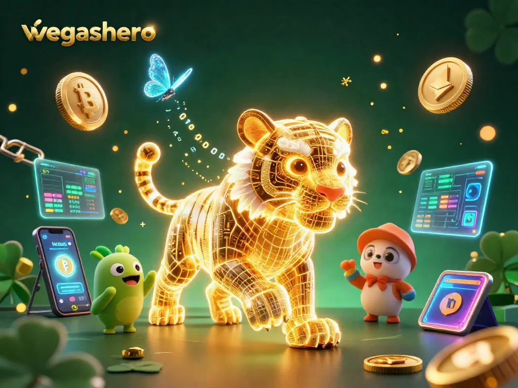 Get ready to win with VegasHero's neon casino adventure featuring glowing crypto coins!
