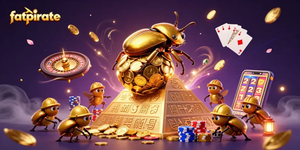 Engage in thrilling gameplay at fatpirate with golden coins and vibrant casino elements.